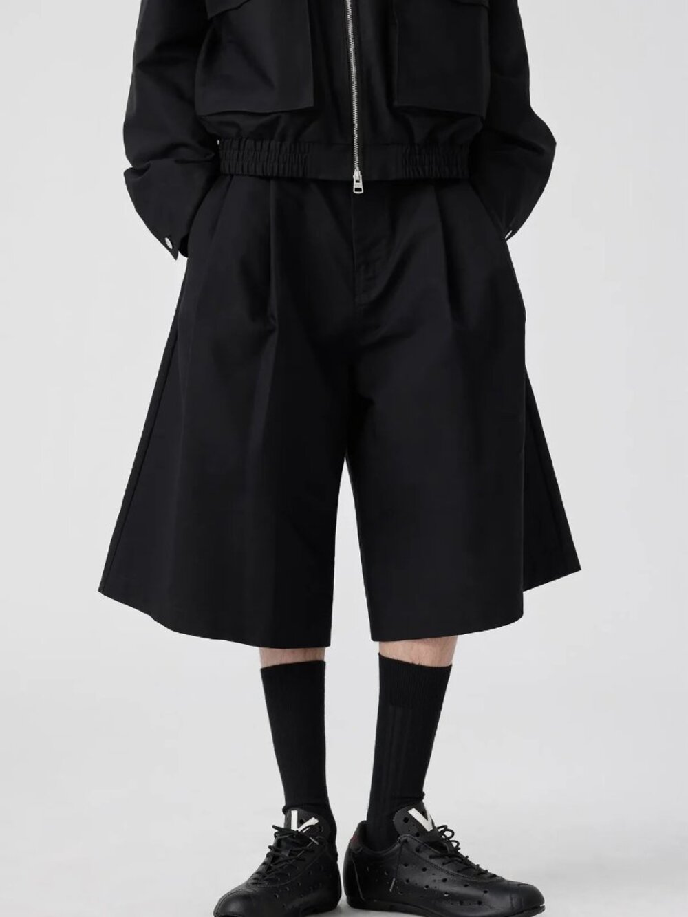Simple Project Black Pleated Wide Leg Culottes Shorts S